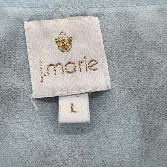 J Marie Womens Pippa Peplum Blouse Size L Blue Abstract Dopamine Preppy Relaxed - Picture 3 of 12